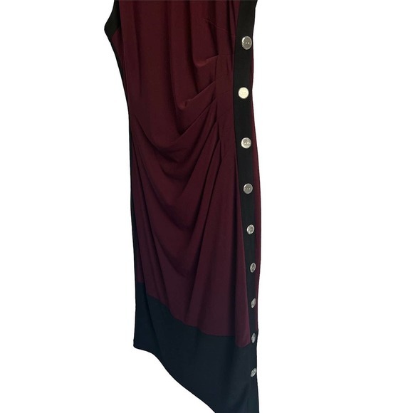 Lauren Ralph Lauren Size 6P Bodycon Color Block Jersey Dress Burgundy, Black - Picture 4 of 8